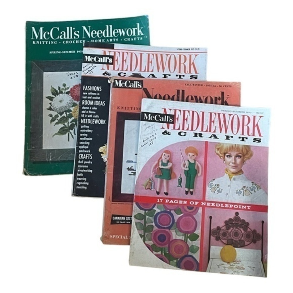 Vintage McCall's Needlework and Crafts Magazines Set of 4 1970, 1954, 1973, 1954